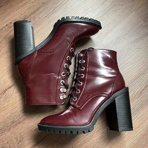 SoMe Burgundy Combat Boots